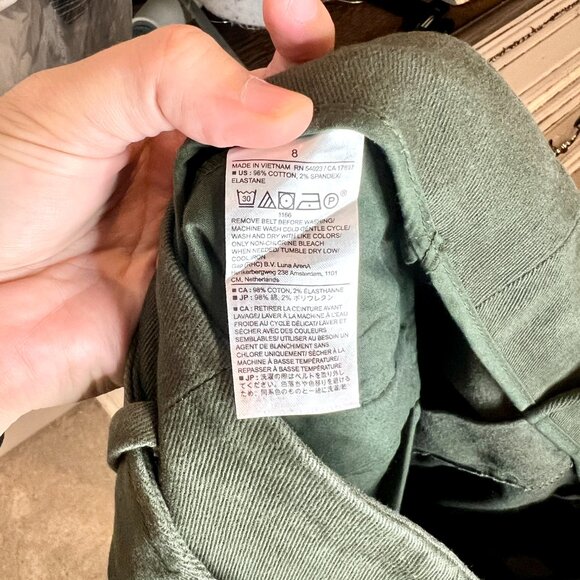 Banana Republic Twill Belted High-Rise Tapered Utility Pants Army Green Size 8 - Picture 7 of 7